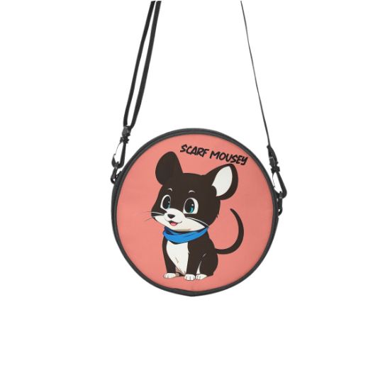 Picture of Scarf Mousey Round Satchel Bag - Salmon