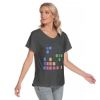 Picture of Scarf Mousey Womens T-Shirt Loose V-Neck - Tetris