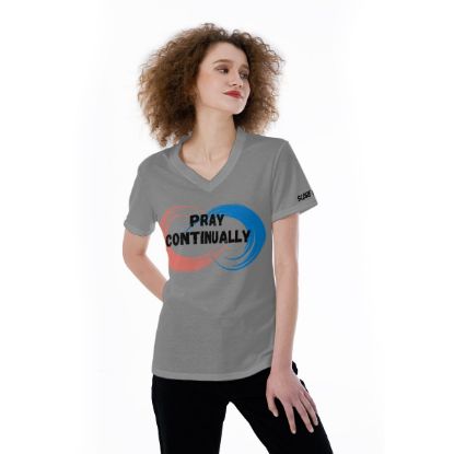 Picture of Scarf Mousey Womens T-Shirt V-Neck - Pray Continually